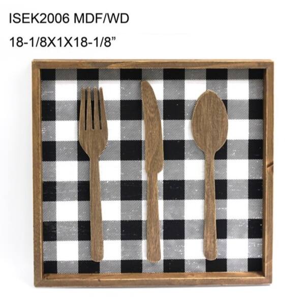 18" White and Black Checkered Square Utensil Wall Plaques - Bed Bath & Beyond - 31848354
